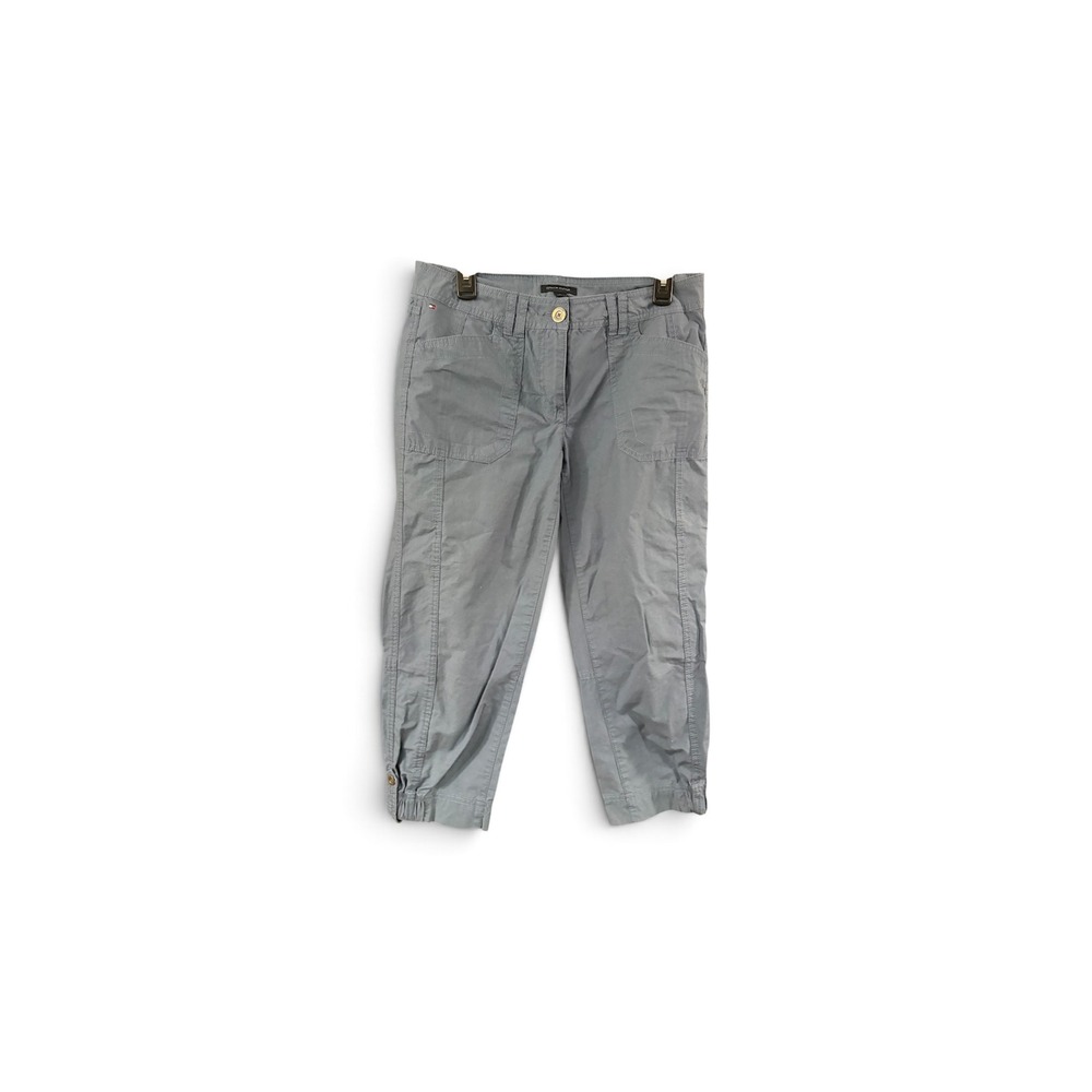 Tommy Hilfiger Womens Blue Cropped Cargo Pants Size 6 Utility Cotton Blend